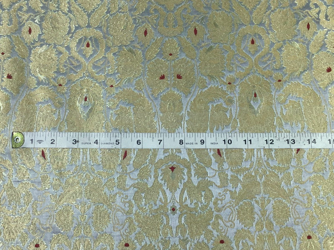 Silk Brocade king khab [kings dream] silver grey x metallic gold color 36" wide BRO782[1]