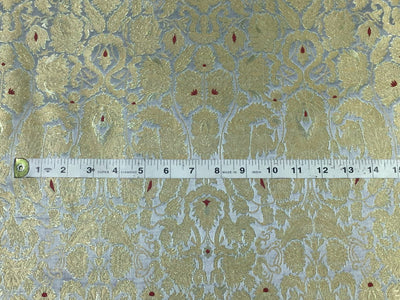 Silk Brocade king khab [kings dream] silver grey x metallic gold color 36" wide BRO782[1]