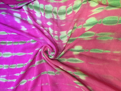 100% silk chiffon Pink and Green tie and dye fabric