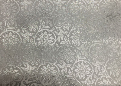 Silk Brocade fabric white ivory x metallic silver color 44" wide BRO786[1]