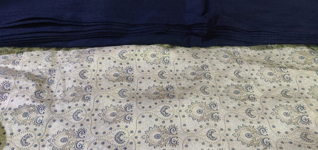 Brocade fabric navy x gold color Jacquard 60" wide BRO787[1] of each solid and jacquard