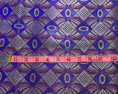 Silk Brocade fabric royal blue ,purple x metallic gold color 44" wide BRO788[6]