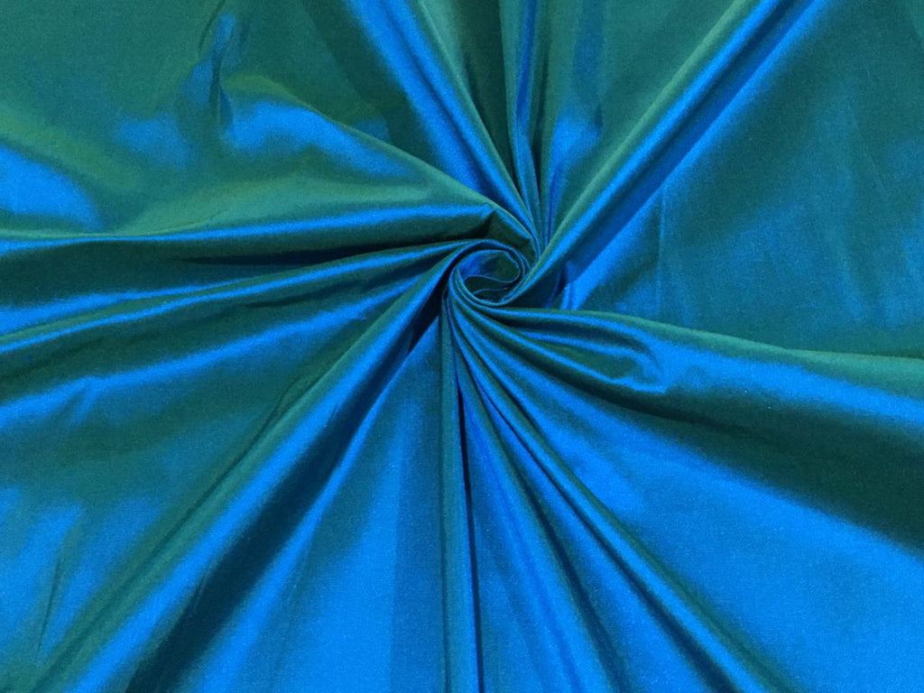 100% Pure silk dupion FABRIC iridescent blue x green COLOR 54" wide DUP333[1]