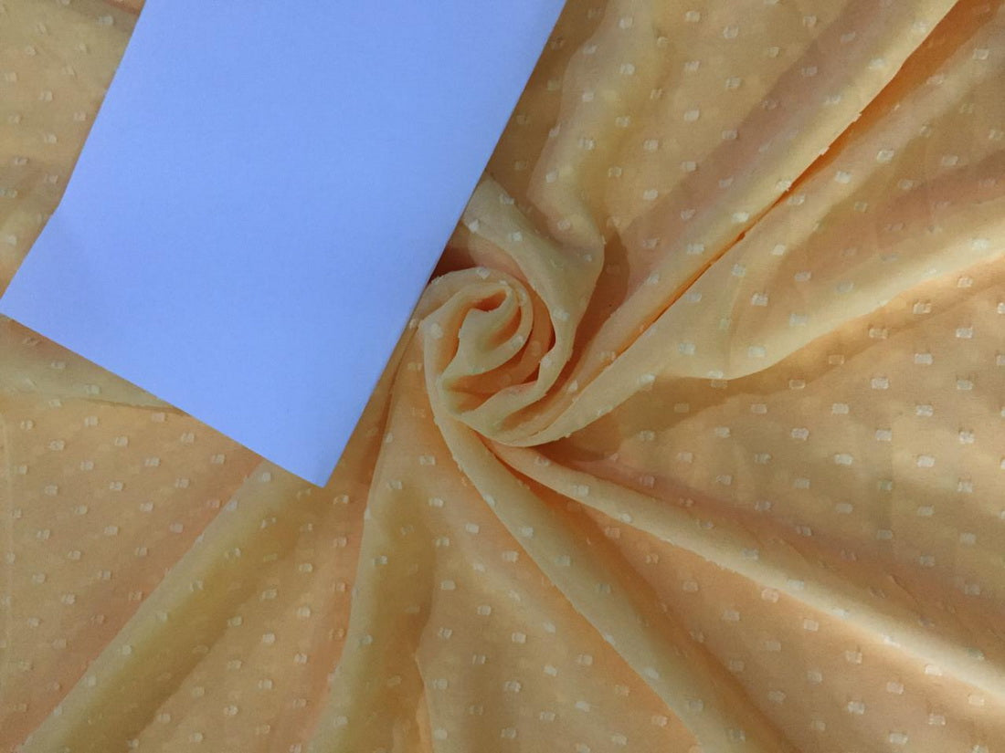 Georgette fabric with bandhni peachy yellow 56&quot; wide