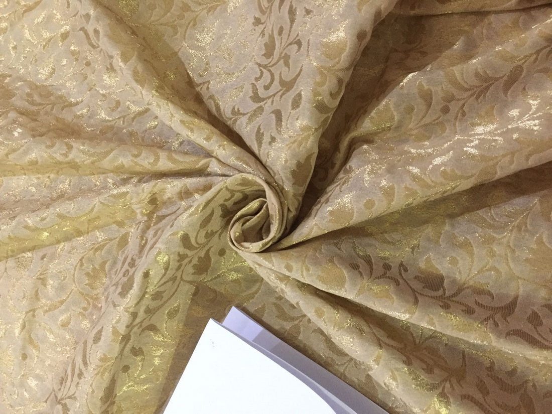 Silk Brocade Fabric Gold x Metallic Gold color 44" wide BRO789[4]