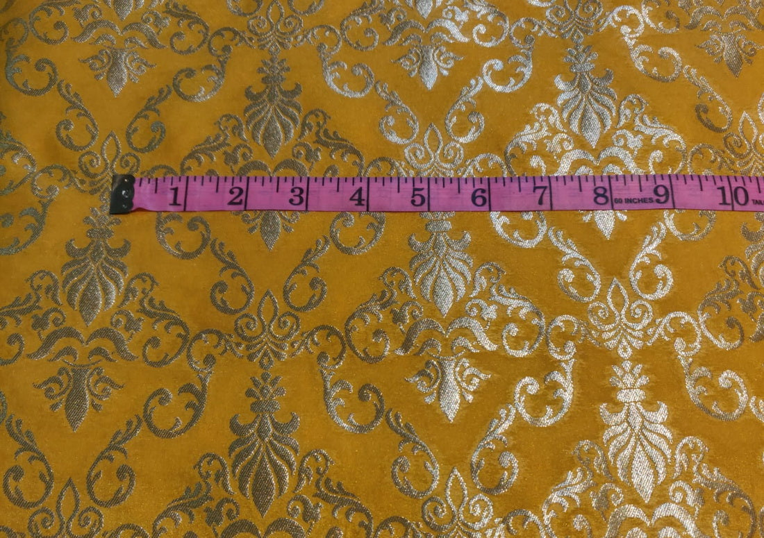 Silk Brocade fabric MANGO YELLOW color 44" wide BRO790A[1]