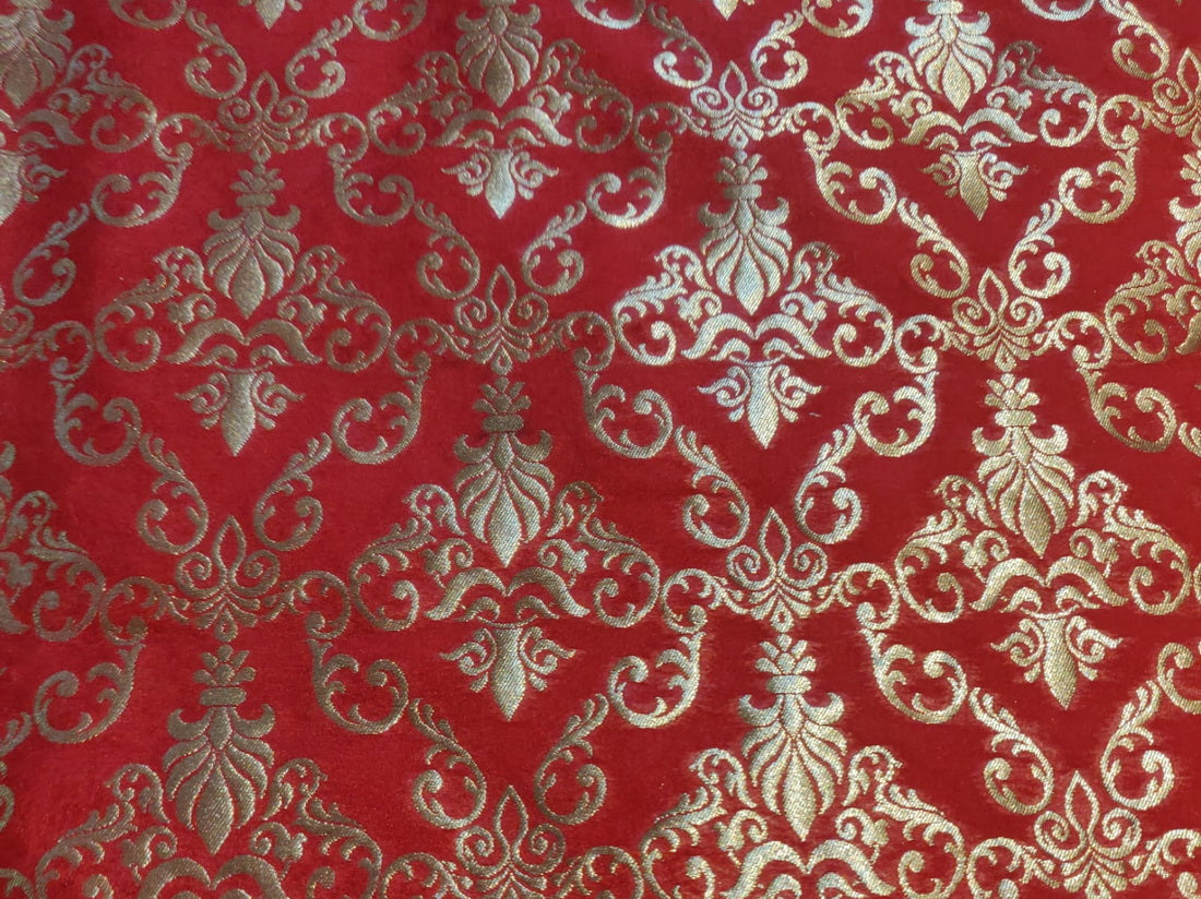 Silk Brocade fabric red x metallic gold color 44" wide BRO790B[1]