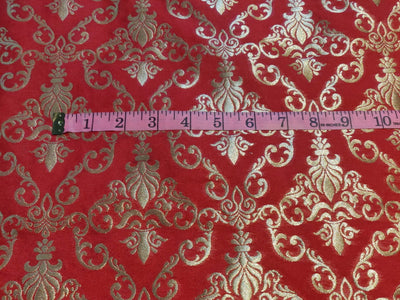 Silk Brocade fabric red x metallic gold color 44" wide BRO790B[1]