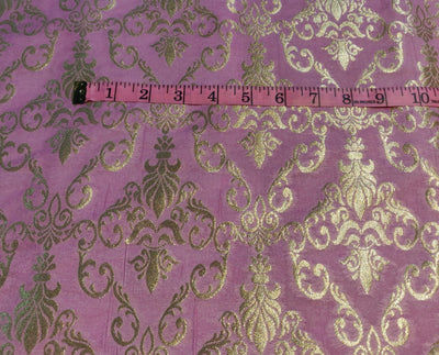 Silk Brocade fabric pink x metallic silver color 44" wide BRO790A[3]