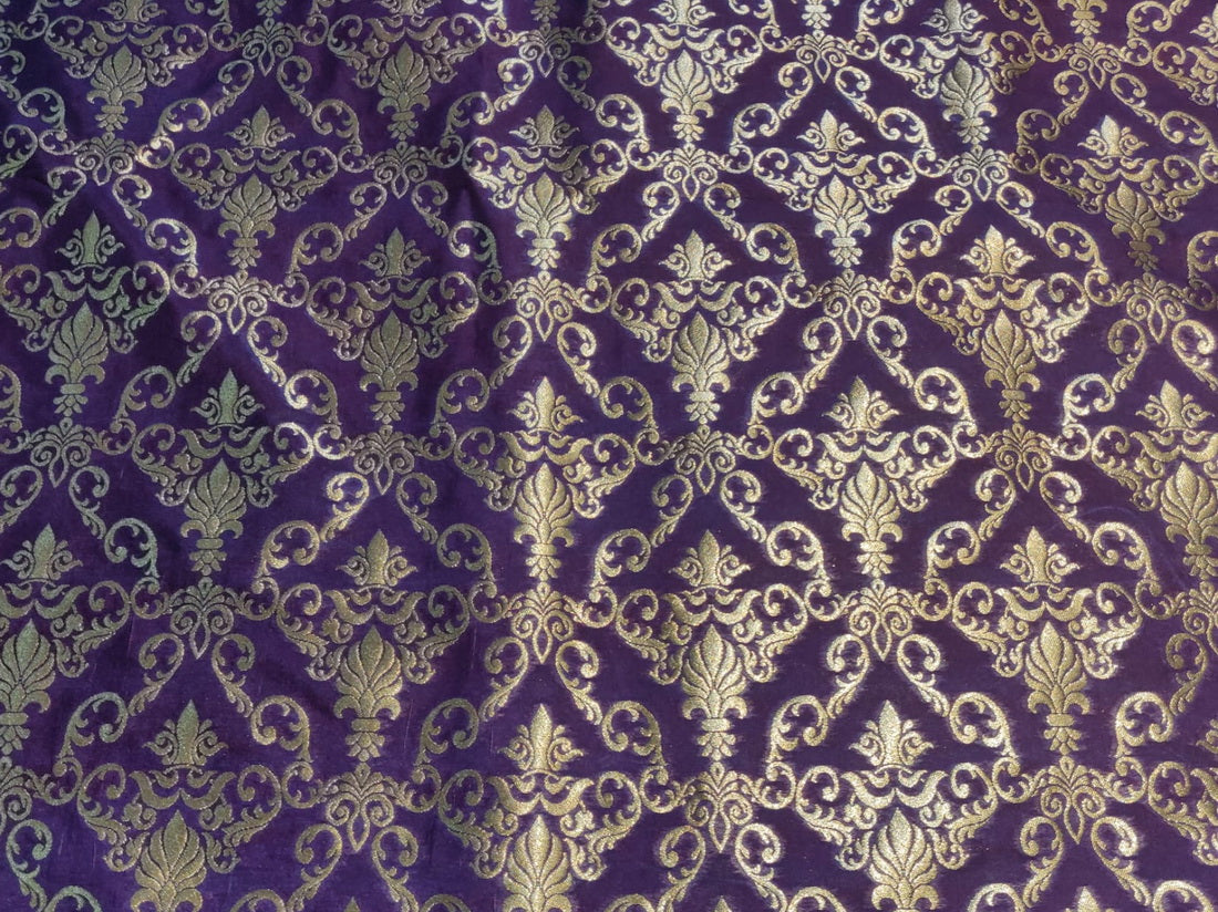 Silk Brocade fabric purple x metallic gold color 44"wide BRO790B[4]