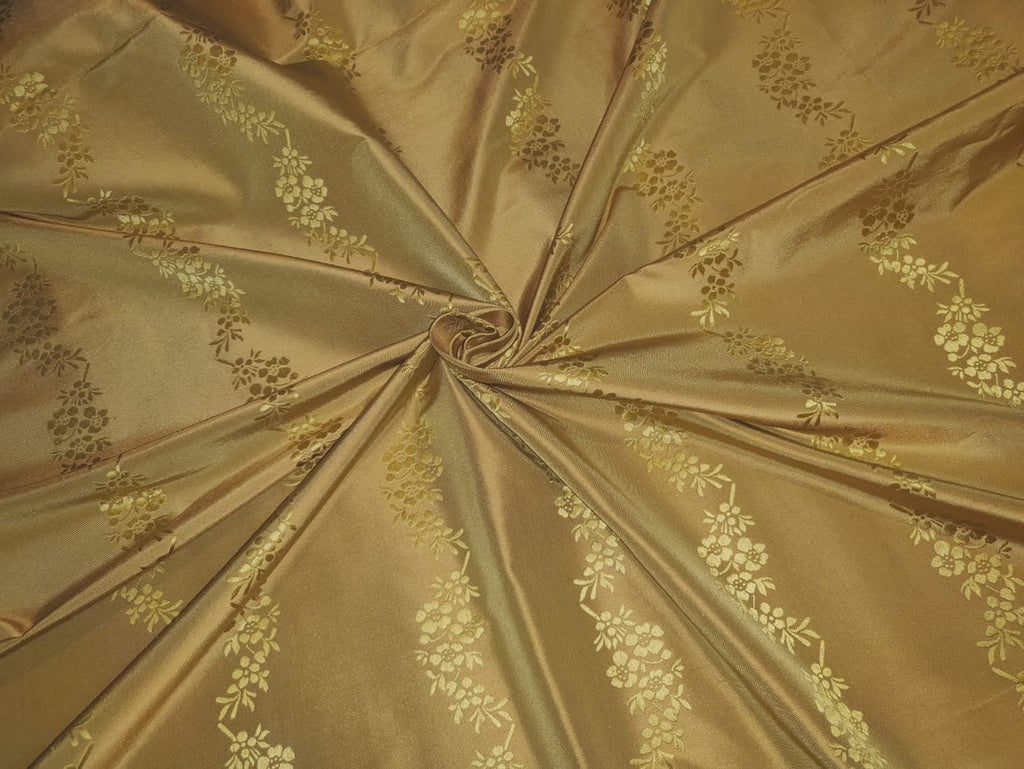 100% silk taffeta gold with gold jacquard stripe 54" wide TAFSJ17[2]
