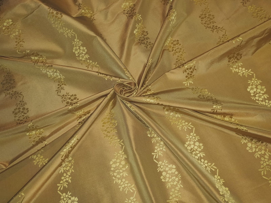 100% silk taffeta gold with gold jacquard stripe 54" wide TAFSJ17[2]