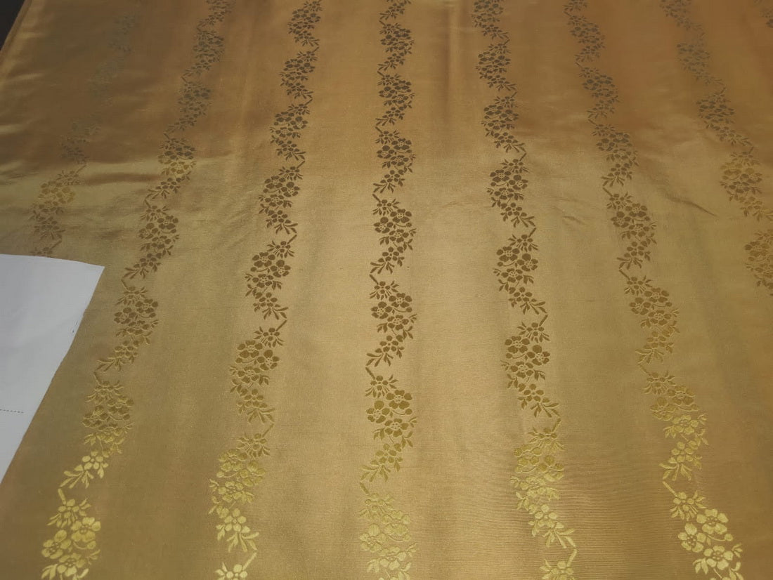 100% silk taffeta gold with gold jacquard stripe 54" wide TAFJ7