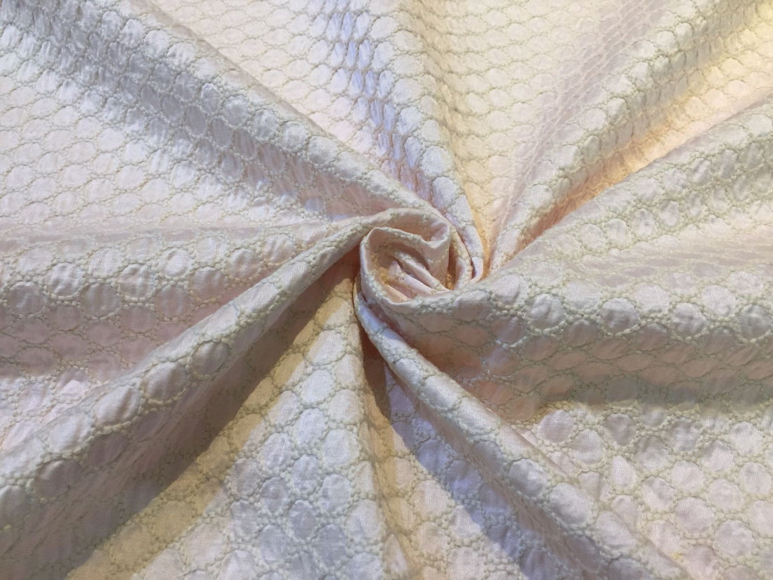 FAUX DUPIONI Satin Fabric egg shell color with Embroidery ~ 54&quot; wide