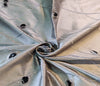 Pure SILK DUPIONI Fabric silver grey velvet leaf Embroidery 54&quot; wide.