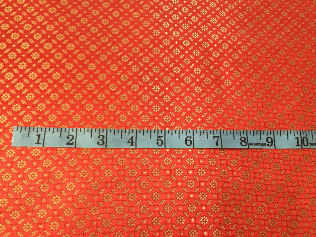 Silk Brocade fabric red and metallic gold color 44" wide BRO794[1]