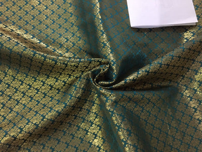 Silk Brocade fabric green and metallic gold color 44" wide BRO795[3]