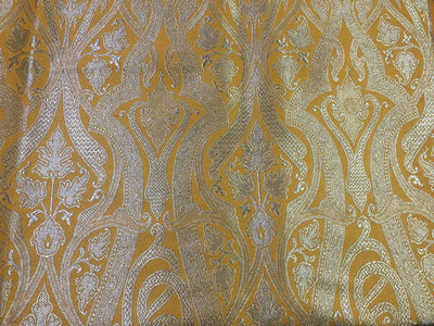 Silk Brocade fabric mango yellow x metallic gold color 44" wide BRO799[1]