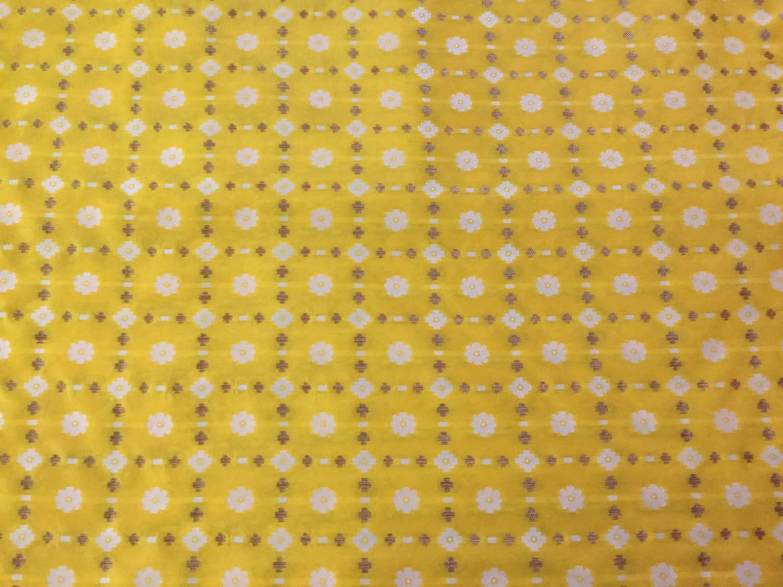 Silk Brocade fabric yellow ,ivory x metallic gold color 58" wide BRO798[1]