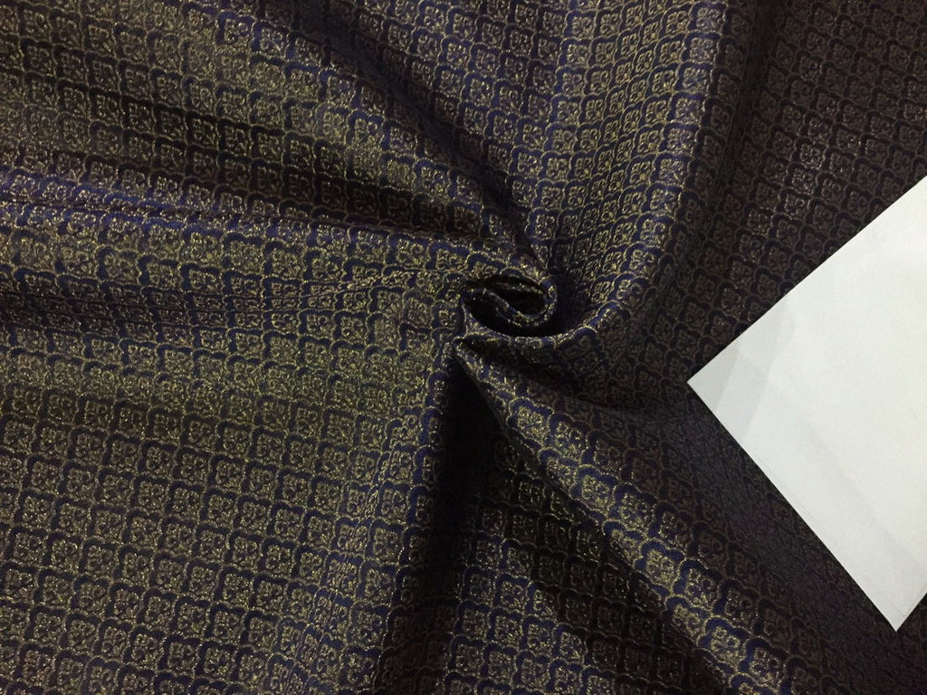 Silk Brocade fabric navy x antique gold color 58" wide BRO798[4]
