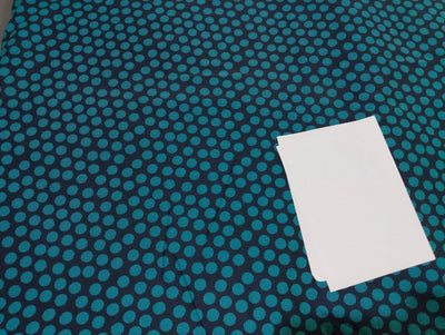 COTTON POPLIN BLACK WITH TEAL BLUE DOT PRINT 58&quot; wide
