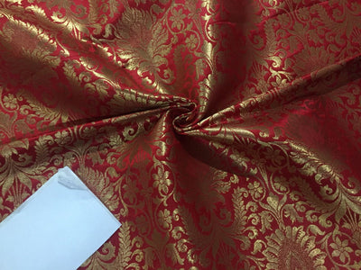 Silk Brocade fabric red with metallic gold color 44" wide BRO802[3]
