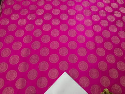 Silk Brocade fabric bright pink x metallic gold 44" wide BRO215[5]