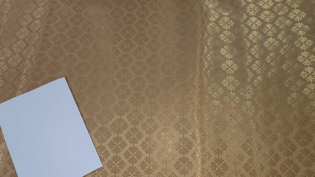 Silk Brocade fabric gold x metallic gold color 44" wide BRO789[3]