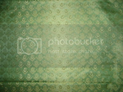 Pure SILK BROCADE FABRIC Sea Green &amp; Gold colour 44" wide BRO170[3]