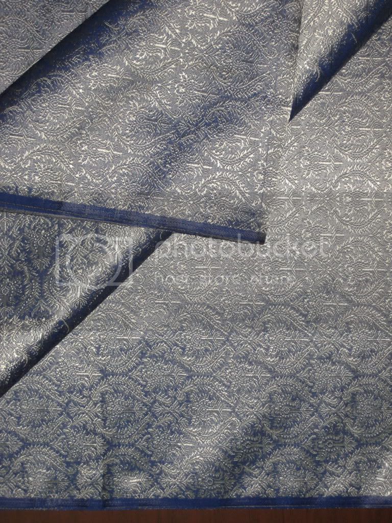 Silk Brocade Vestment Fabric Blue &amp; Ivory color 44" wide BRO172[2]