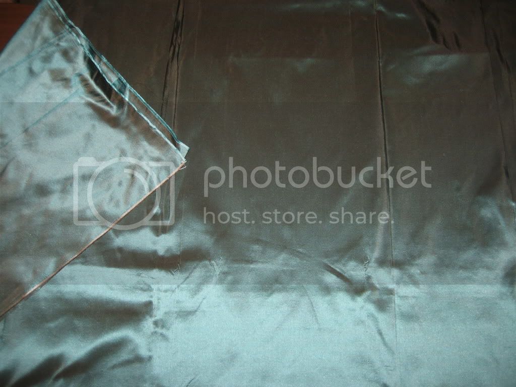 100% Pure SILK TAFFETA FABRIC Brown x Sea Green colour continuous piece 60&quot; wide TAF#184[4]