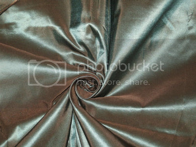100% Pure SILK TAFFETA FABRIC Brown x Sea Green colour continuous piece 60&quot; wide TAF#184[4]