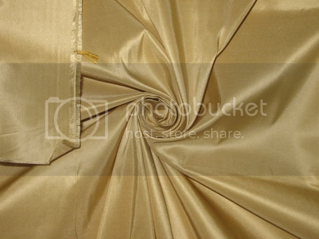 100% Pure SILK TAFFETA FABRIC Light Gold continuous piece 54&quot;