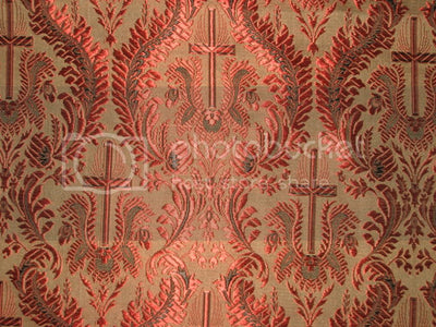 Silk Brocade Vestment Fabric Red &amp; Light Brown 44" wide BRO174[3]