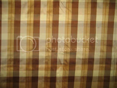 Silk Dupioni Shades of Brown & Cream color plaids Fabric