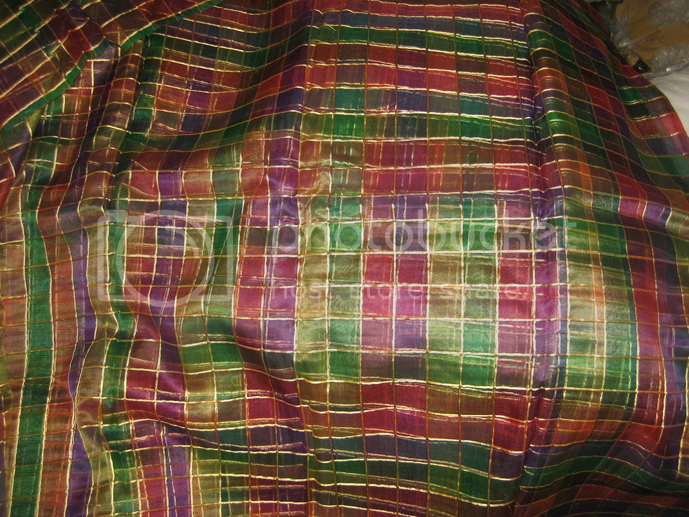 SILK ORGANZA FABRIC MULTI COLOR PLAIDS