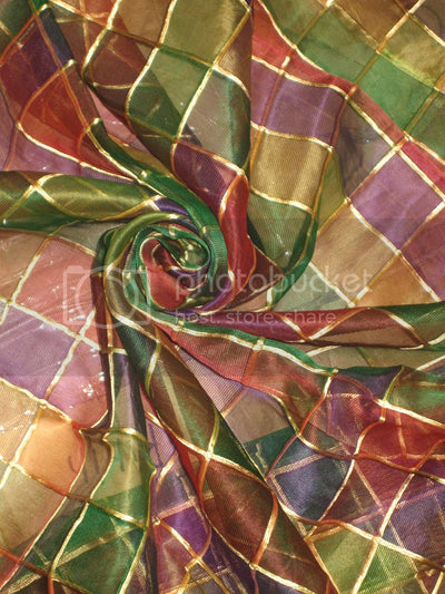 SILK ORGANZA FABRIC MULTI COLOR PLAIDS