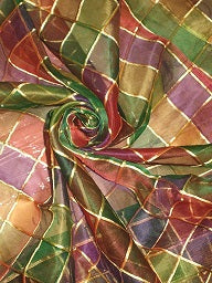 SILK ORGANZA FABRIC MULTI COLOR PLAIDS