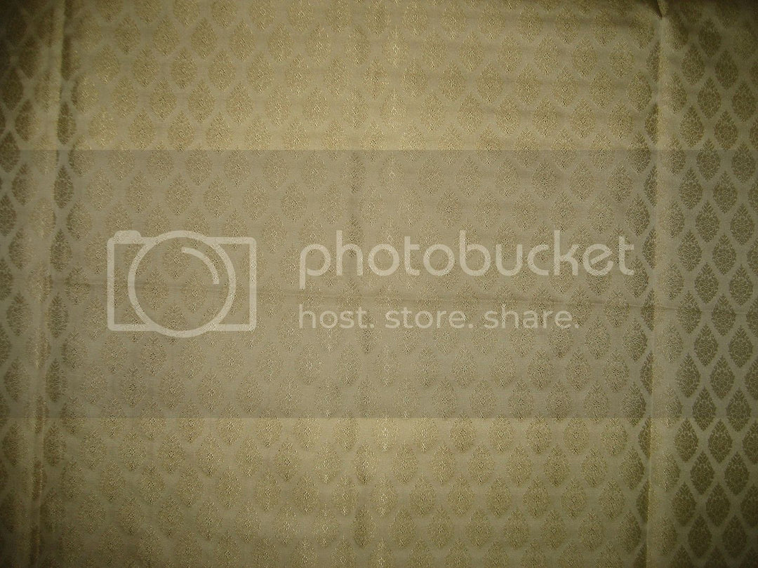 SILK BROCADE FABRIC Light Gold color 44