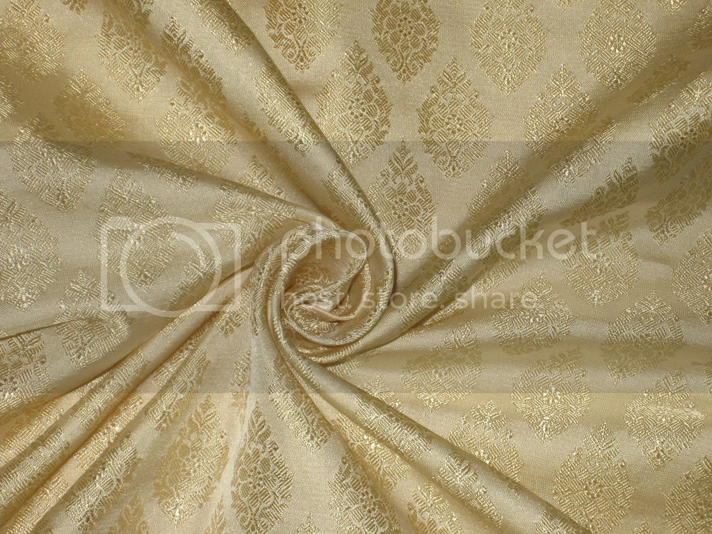 SILK BROCADE FABRIC Light Gold color 44