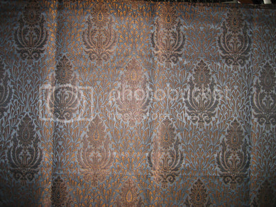 Silk Brocade Fabric Slate Blue &amp; Mustard Gold 36" wide BRO180[4] available for bulk preorder