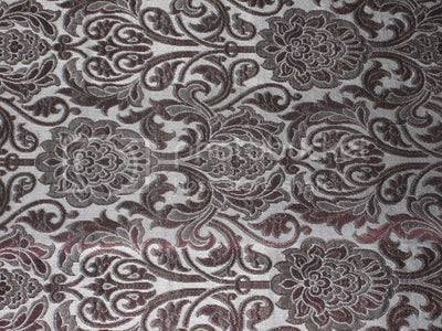 Silk Brocade Fabric Greyish Blue,Metallic &amp; Aubergine 36" wide BRO180[3] available for bulk preorder