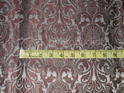 Silk Brocade Fabric Greyish Blue,Metallic &amp; Aubergine 36" wide BRO180[3] available for bulk preorder