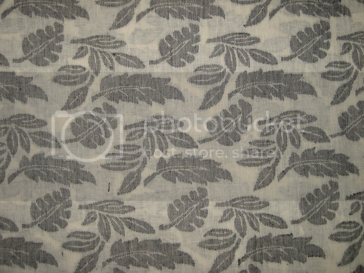 Printed Linen fabric Cream &amp; Grey