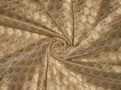 Silk Brocade Fabric Champagne &amp; Metallic Gold color 44" wide BRO185[4]
