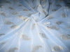 Polyester georgette fabric with metalic silver &amp; gold jacquard~Powder Blue colour