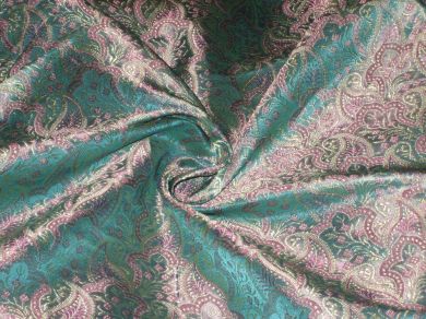 Silk Brocade 44&quot;Sea green,pink &amp; gold Colour