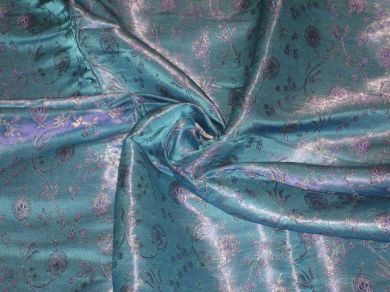 Turquoise Blue colour Brocade Fabric 44&quot; wide