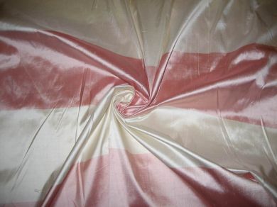 Silk dupioni Stripes Pink & Ivory color 54" wide DUP#S40[2]