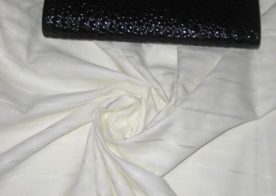 Ivory linen with satin stripes / herribones &amp; very slight lurex yarn-58? width